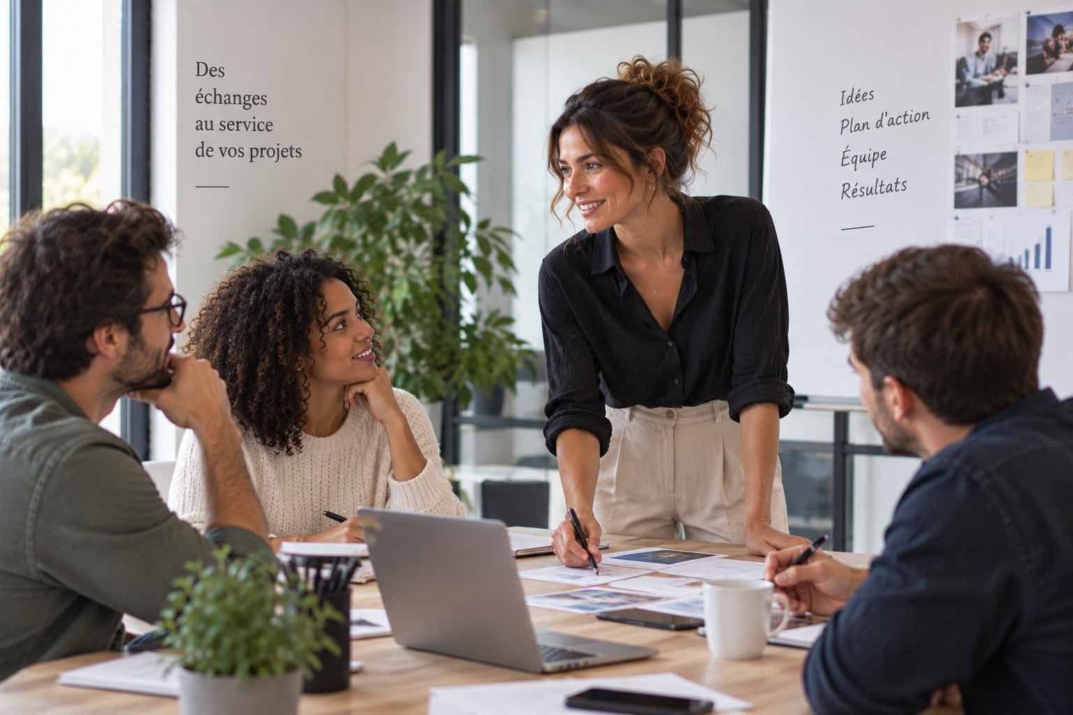 Deux collègues échangeant au travail