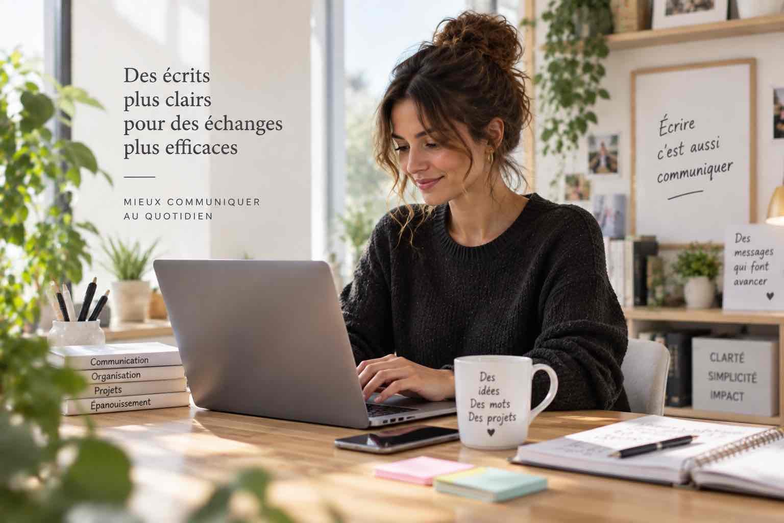 Personne rédigeant un message clair sur son ordinateur