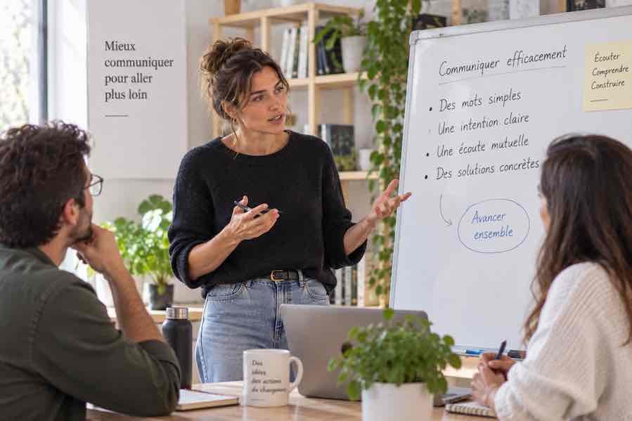 Échange verbal entre deux personnes pendant une conversation